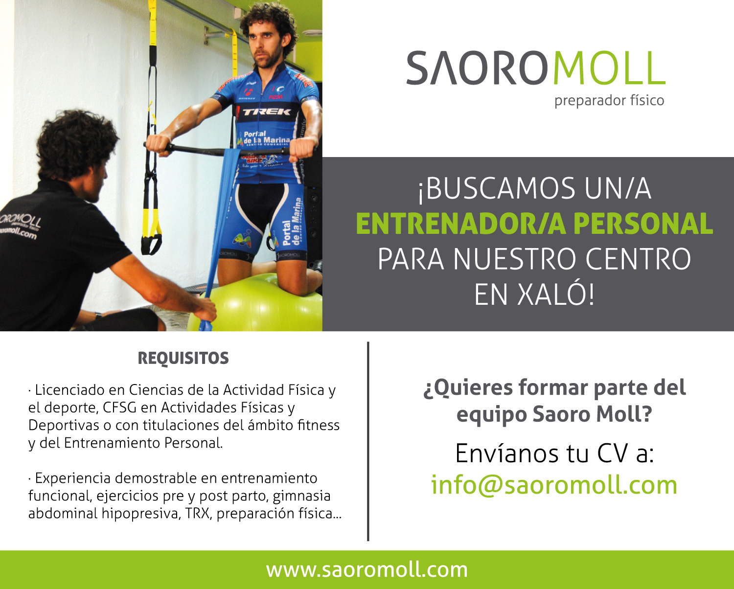 ¡Buscamos un/a entrenador/a personal para nuestro centro en Xaló!